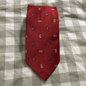 Vintage Brooks Brothers All Silk Woven in England Neck Tie Red Geometric